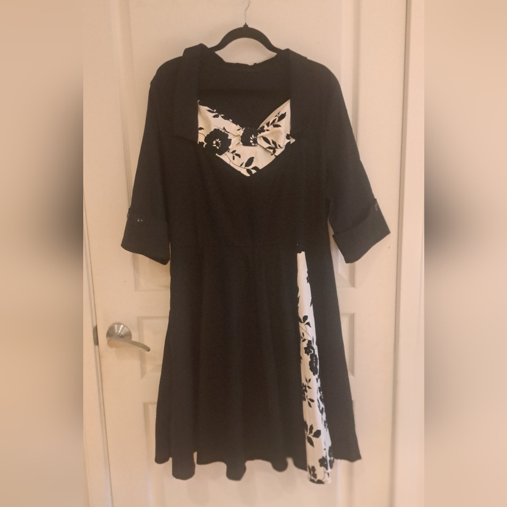 Black & Ivory Floral Boho Dress🌙Dark Romance Cottagecore Indie Soft Grunge chic